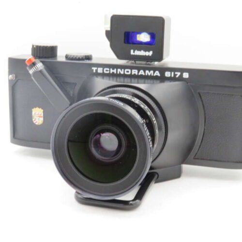 Linhof Technorama 617S panoramic camera with a large lens and viewfinder on top.