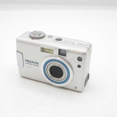 Silver Megxon Sapphire TX5500Z digital camera with a built-in flash and 3x optical zoom lens.
