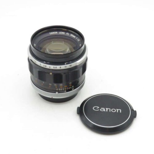 Canon Lens FL 55mm f/1.2 with detached lens cap.