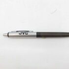 Black and silver ballpoint pen with "JVC" printed on the clip part.