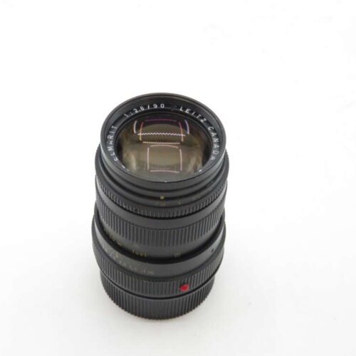Leitz Canada Elmarit 1:2.8/90 camera lens on a white background.