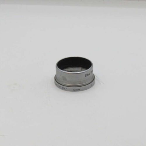 Silver cylindrical object labeled "Elmar 50mm" against a white background.