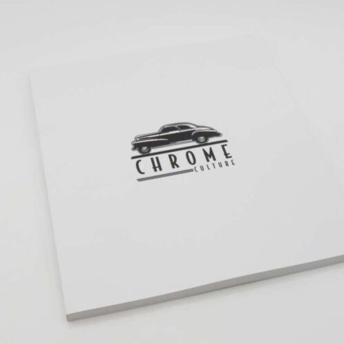 A white book cover featuring a black vintage car illustration above the text "CHROME CULTURE" in bold, stylized font.