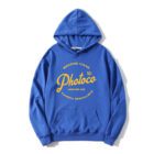 Blue hoodie with a yellow logo reading 'Photoco, Second Hand Camera Specialists, Adelaide, AUS, Est. 1967'.