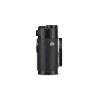 A compact black cylindrical device with a textured, grip-like surface and two control dials on top, photographed from the side on a white background.