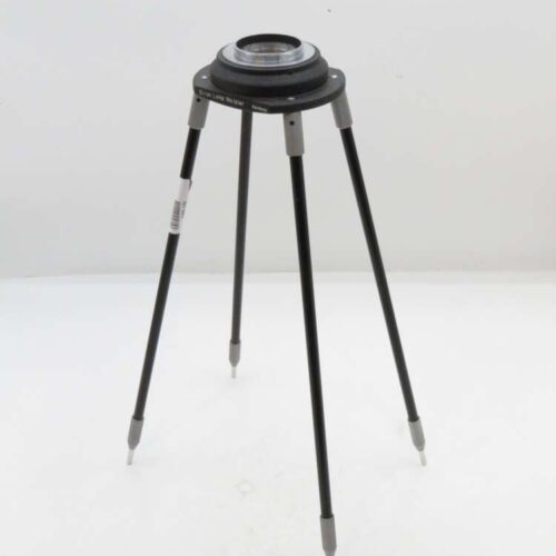A black three-legged stabiliser accessory device with extendable legs and a central circular mount.