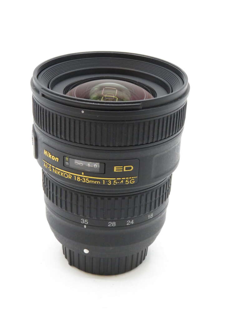 IMG_3569 Nikon AF-S NIKKOR 18-35mm 1:3.5-4.5G ED camera lens with visible focus and zoom rings.