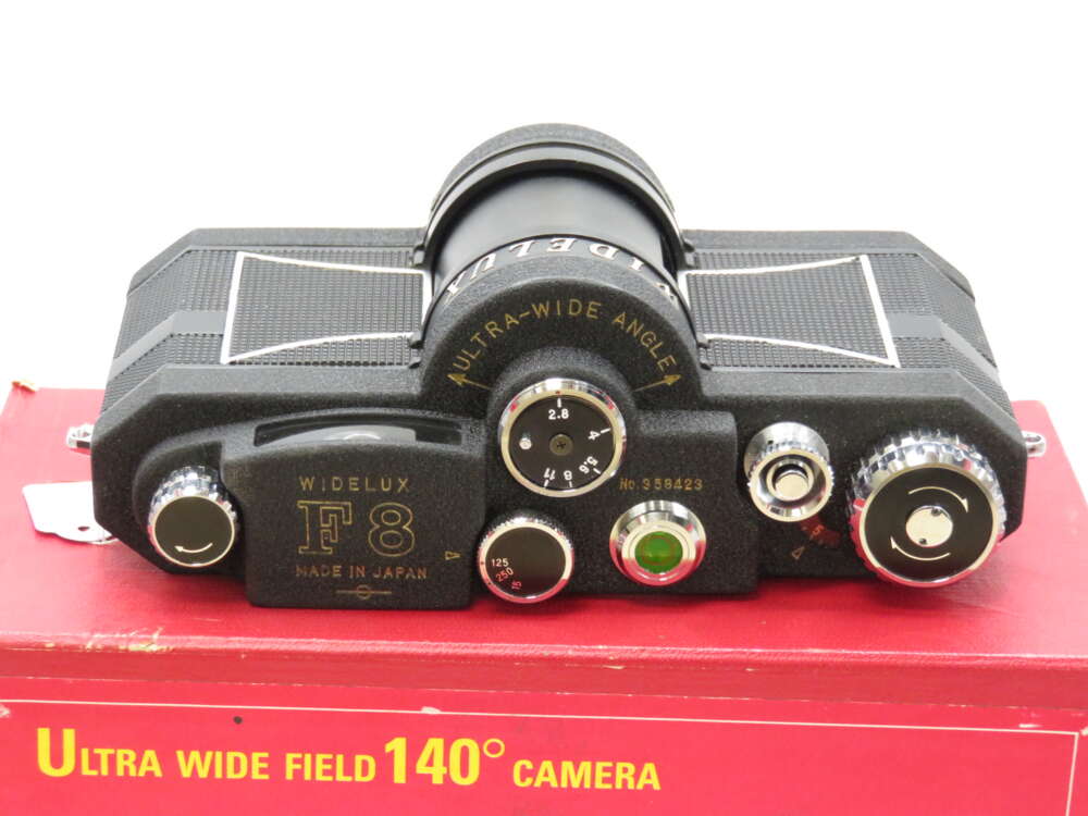 A Widexlux F8 ultra-wide angle camera with a 140-degree field of view, displayed on a red box.