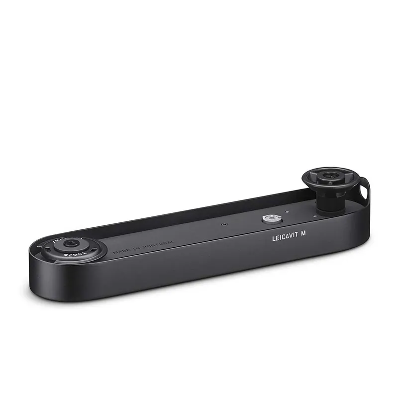 LeicavitMblack Black Leicavit M camera winder with a sleek design and visible branding on the side.