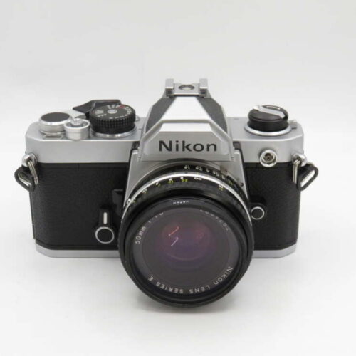 Nikon FM Silver 35mm FIlm SLR Cmaera Body + 50mm F1.8 Lens